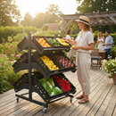 Premium Double Sided Mobile Fruit and Vegetable Display Unit with 800mm Width and 1.6m Height for Versatile Use