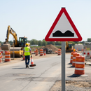 Premium Post Mounted Uneven Road Ahead Sign - Durable Warning for Road Surface Hazards