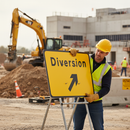 Professional Quick-Fit Diversion Up Right Sign Face 1050x750mm for Clear Traffic Direction