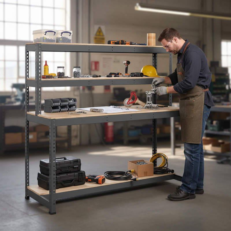 Heavy Duty Workstation - 1670mm High - 500kg Capacity - Chipboard - Grey