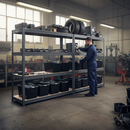 2x Heavy Duty Shelving - 1770mm High - Grey with 8x 62L Plastic Storage Boxes