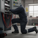 Premium ARC Flash & Fire Retardant Trousers With Kneepad Pockets - Dark Navy/Hi-Vis Yellow