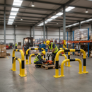 Premium Removable Warehouse Hoop Barrier - Powder Coated Yellow/Black for Easy Access and Low-Speed Impact Protection