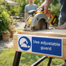 Use Adjustable Guards Safety Sign – 1mm Rigid Plastic – Indoor & Outdoor Use