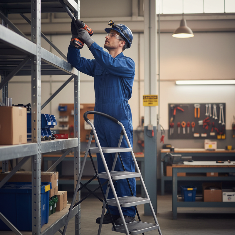 Heavy Duty Folding Step Ladder - 4 Tread for Safe Access