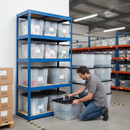 Heavy Duty Shelving Unit - 1800mm High with 8x 24L Storage Boxes