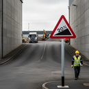 Premium Permanent Warning Sign for Steep Upward Gradient - Customizable Gradient Percentage for Heavy Goods Vehicles
