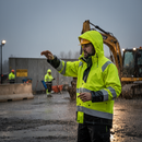Premium Heavy Duty Hi-Vis Yellow Rain Jacket with Waterproof Features and Fleece-Lined Collar for Extreme Weather Protection