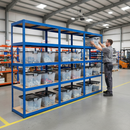 3x Heavy Duty Shelving Units - 1800mm High with 12x 24L Storage Boxes