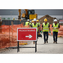 Premium Reversible Arrow Pedestrian Sign 600x450mm for Road Safety with Durable Reflective Overlay