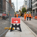 Premium Pedestrians Arrow Right Sign 600x450mm with High Reflectivity for Safety in Construction Areas