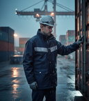 Premium Waterproof Parka with Adjustable Hood, Storm Flap, and Reflective Piping for Enhanced Visibility