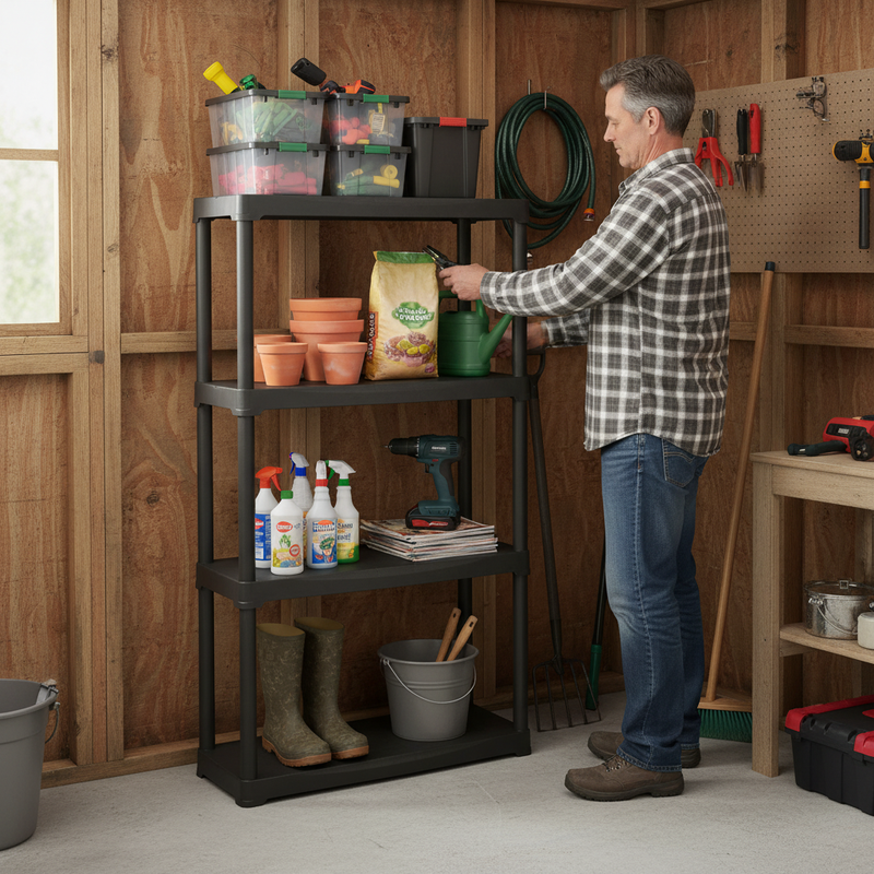 Premium Plastic Shed Shelving - 1330mm High - 20kg Capacity - Charcoal