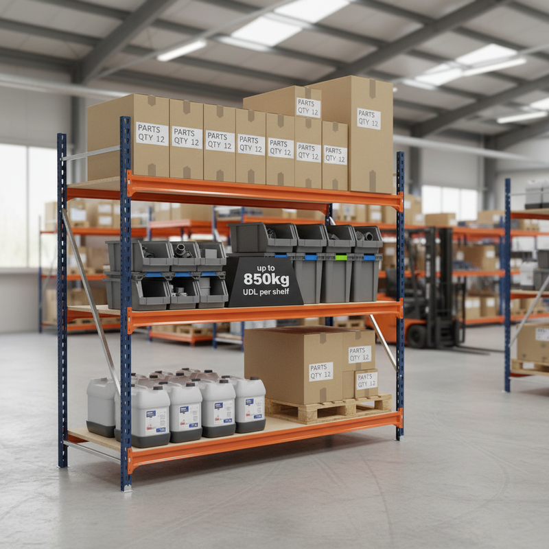 Premium Heavy Duty Longspan Shelving Extension Kit - 2500mm High - Blu