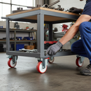 100mm Heavy Duty Braked Swivel Plate Castor Red Polyurethane