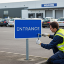 Premium Post Mounted Car Park Entrance Sign - High Reflectivity for Safety and Clear Traffic Flow