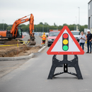 Premium Traffic Signals Ahead Sign 750mm - Durable Plastic with RA1 Reflective Face for Enhanced Visibility