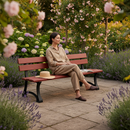 Premium Heavy Duty Mora Bench with Cast Steel Frame and Wooden Slats - Ergonomic Design for Outdoor Comfort