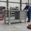 50mm Heavy Duty Swivel Plate Castor Twin Wheel with Grey PVC Wheels