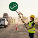 Premium Collapsible Stop Go Lollipop Sign with 600mm Face and Carry Bag for Portable Site Works