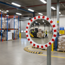 Premium High-Performance Traffic Mirror with Red and White Frame for Enhanced Visibility and Safety at Blind Spots