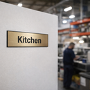 Engraved Kitchen Door Signs – Aluminum & Brass Effect – Professional Look – Indoor