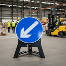 Professional Keep Left Sign - 610mm Diameter with Durable Plastic Construction and Reflective Vinyl for Traffic Guidance