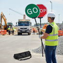Premium Collapsible Stop Go Lollipop Sign with 600mm Face and Carry Bag for Portable Site Works