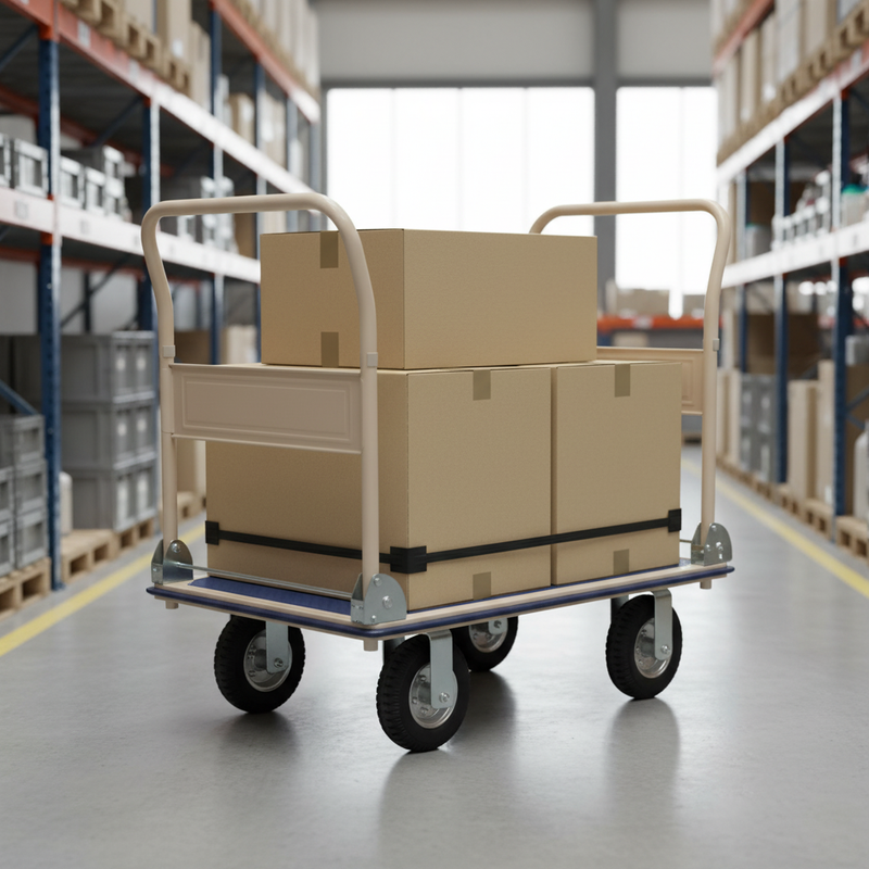 Heavy Duty Pneumatic Wheel Platform Trolley - 350kg Load Capacity