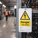 Danger Live Wires Safety Tags – 80mm x 150mm – Matt PVC – Industrial Use