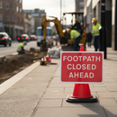 Professional Footpath Closed Ahead Sign for Pedestrian Safety with Scratch Resistant Face and Tear-Resistant Strap