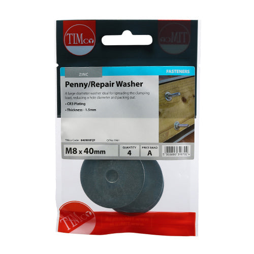 Penny / Repair Washers - Zinc - M8 x 40