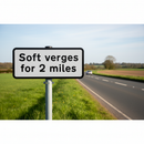 Premium Supplementary Road Sign Plate for Soft Verges Warning - Post Mount with Customizable Distance and Text Size