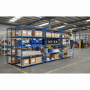 Premium 4x Industrial Shelving - 2440mm High - 200kg Load Capacity - Chipboard - Blue Finish