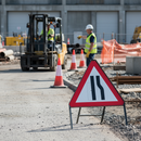 Premium Road Narrows Reversible Left or Right Sign - 750mm Triangular Metal Construction with Engineer Grade Retroreflective Face