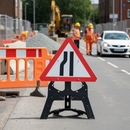 Professional Road Narrows Left Sign 750mm with Easy Change Face and High Reflectivity