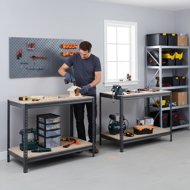Premium Heavy Duty Workbenches - 915mm High - 400kg Capacity - Chipboard - Grey