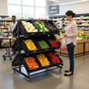 Premium Single Sided Mobile Fruit and Vegetable Display - 1200mm with Lockable Castors and Multiple Shelf Options