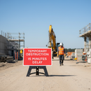 Premium Temporary Obstruction Delay Sign 15 Minutes - 1050x750mm with RA1 Reflectivity and Durable Frame