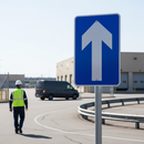 Premium One Way Traffic Sign Dia. 652 - Post Mount with Reflective Material for Road Safety