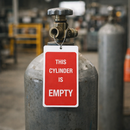 This Cylinder Is Empty Double Sided Safety Tags (Pack of 10) – 80mm x 150mm – Matt PVC Double Sided – Industrial Use