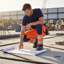Premium Hi-Vis Orange and Navy Blue Trousers with 4-Way Stretch Fabric, Holster Pockets, and CORDURA Reinforcement for Enhanced Durability