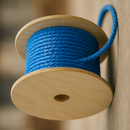 8mm Blue Polypropylene Draw Cord Rope - 500m Wooden Drum | Heavy-Duty 3-Strand Twisted Cable Pulling Rope | Telecom, Industrial & Agricultural Use