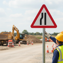 Premium Road Narrows Left Sign - Diagram 517L for Traffic Safety with Custom Sizing Options