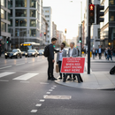 Premium Pedestrian Crossing Sign - Wait Here When Red Light Shows, 1050x750mm with Reflective RA1 Face