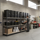 2x Heavy Duty Shelving - 2200mm High - Grey with 12x 62L Storage Boxes