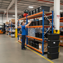 2x Heavy Duty Shelving - 2000mm High - Blue & Orange with 8x 62L Storage Boxes