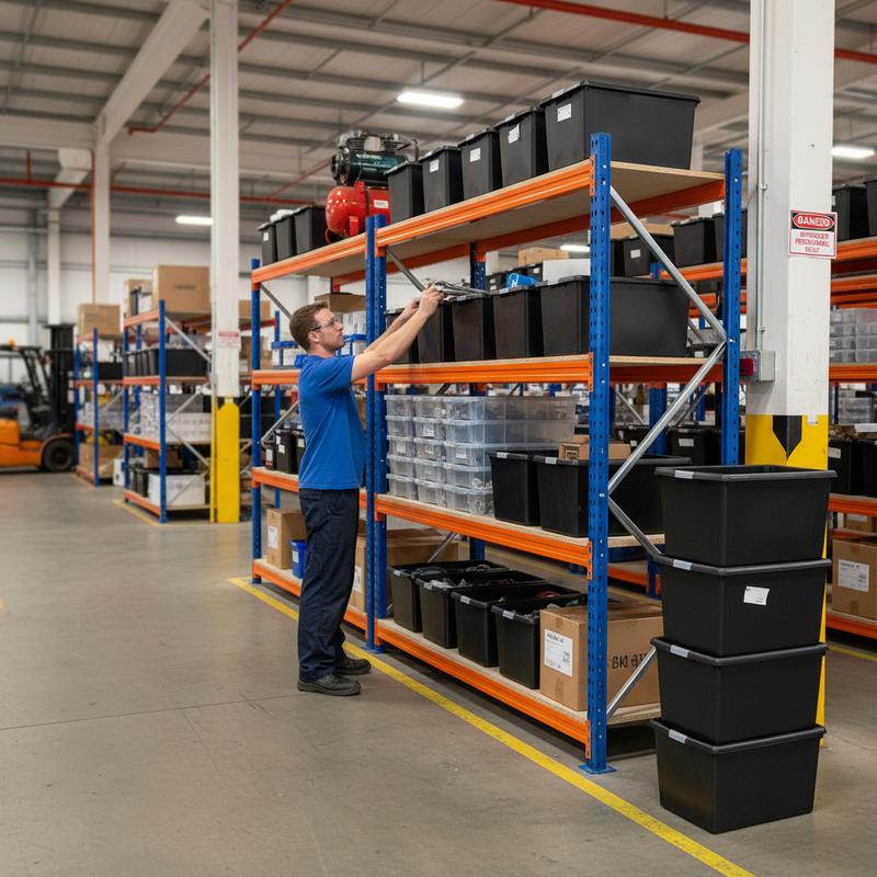 2x Heavy Duty Shelving - 2000mm High - Blue & Orange with 8x 62L Storage Boxes