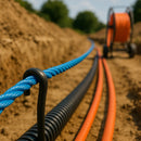 8mm Blue Polypropylene Draw Cord Rope - 500m Wooden Drum | Heavy-Duty 3-Strand Twisted Cable Pulling Rope | Telecom, Industrial & Agricultural Use