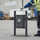Premium Outdoor Litter Bin 40L with Decorative Top Caps and Steel Cover for Waste Disposal
